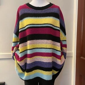 Boohoo 80’s Vibes Colorful Striped Women's Sweater